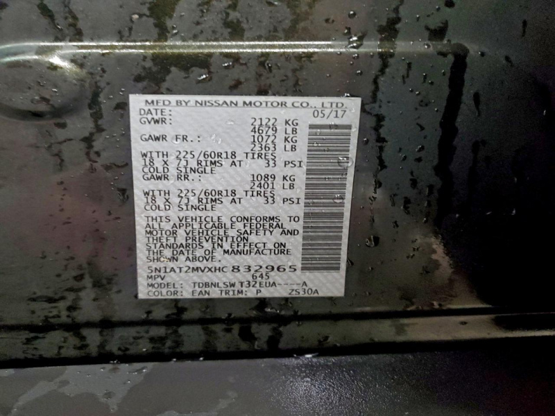 Nissan Rogue Sv 2017 Green 2.5L