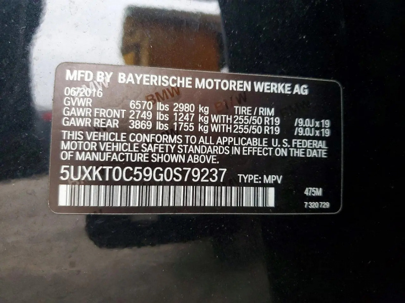 Bmw X5 Xdr40E 2016 Black 2.0L
