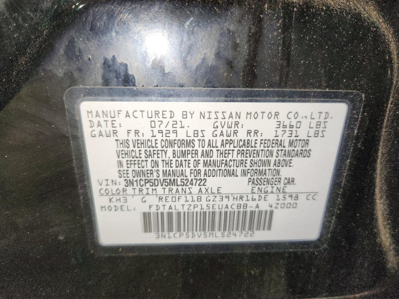 Nissan Kicks Sr 2021 Black 1.6L