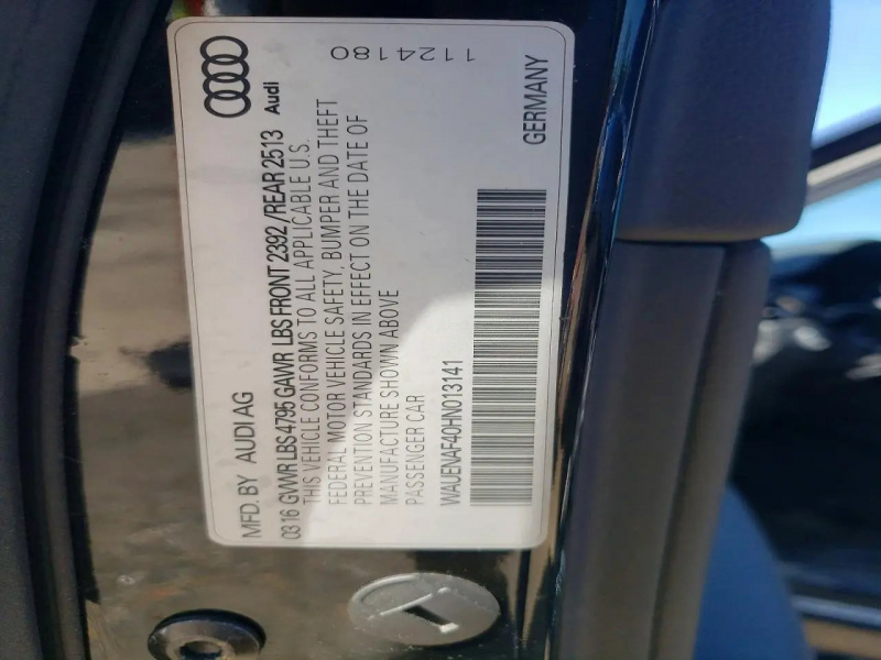 Audi A4 Premium Plus 2017 Black 2.0L