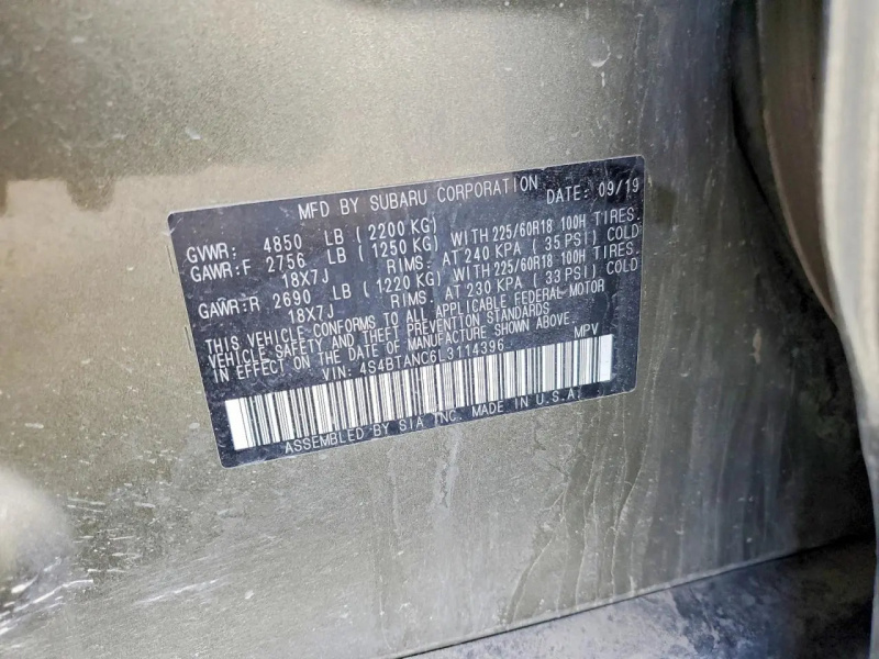 Subaru Outback Limited 2020 Green 2.5L