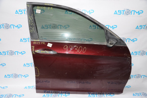 Дверь голая передняя правая Honda Accord 13-17 бордовая вмятинка ниже ручки