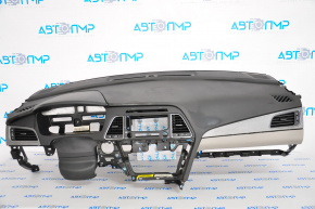 Торпедо передня панель без AIRBAG Hyundai Sonata 15-17 сірі накладки, потерта