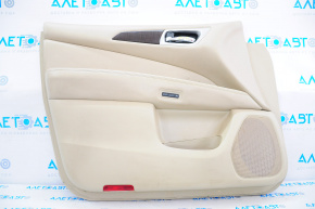 Обшивка двери карточка передняя левая Nissan Pathfinder 13-20 кожа беж