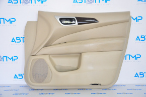 Обшивка двери карточка передняя правая Nissan Pathfinder 13-20 беж кожа