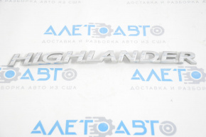 Емблема напис Highlander двері багажника Toyota Highlander 14-19