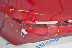 Бампер задний голый Hyundai Sonata 15-17 красный, обломаны крепления, дыра у отражателя