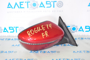 Зеркало боковое правое Nissan Rogue 14-20 5 пинов, поворотник, красное