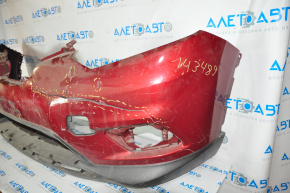 Бампер передний голый Nissan Rogue 14-16 красный порван без заглушки ПОД РЕМОНТ