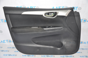 Обшивка двери карточка передняя левая Nissan Sentra 13-19 черн кожа
