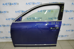 Дверь голая передняя левая VW Passat b8 16-19 USA синий LB5K, тычок под ручкой, царапина спереди