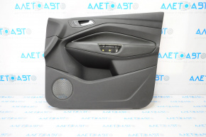 Обшивка двери карточка передняя правая Ford Escape MK3 13-16 дорест черн с черн вставкой пластик, подлокотник кожа