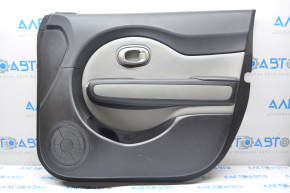 Обшивка дверей картка перед правою Kia Soul 14-19 черн з сірою вставкою ганчірка, підлокітник шкіра, подряпини