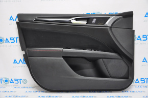 Обшивка двери карточка передняя левая Ford Fusion mk5 13-16 кожа черн с красной строчкой