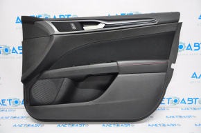 Обшивка двери карточка передняя правая Ford Fusion mk5 13-16 кожа черн с красной строчкой