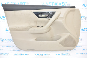 Обшивка двери карточка передняя левая Nissan Altima 13-18 беж, царапины
