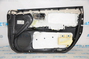 Обшивка двери карточка передняя левая Toyota Avalon 13-18 черн с серой вставкой, потерт подлокотник
