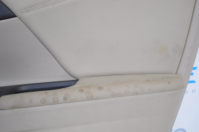 Обшивка дверей картка перед прав Honda Accord 13-17 шкіра беж топляк
