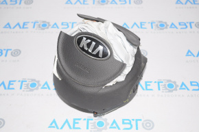 Подушка безопасности airbag в руль водительская Kia Sorento 16-20 черн, стрельнувшая, приплавленые фишки