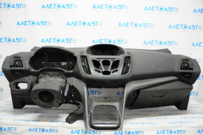 Торпедо передняя панель без AIRBAG Ford Escape MK3 13-16 дорест черн, с бард и наклад, царапины, слом планка бардачка