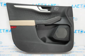 Обшивка дверей картка передня ліва Ford Escape MK4 20-22 чорна з бежевим, під пам'ять, потерта