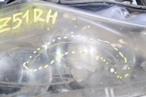 Фара передняя правая Nissan Murano z51 09-14 голая галоген, трещины на стекле