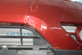 Бампер передний голый Nissan Pathfinder 13-16 дорест, красный, замят, трещина, нет креплений