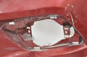 Бампер передний голый Nissan Rogue 14-16 красный, трещины, царапины, обломы креплений