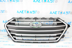 Грати радіатора grill Hyundai Elantra AD 17-18 дорест матовий хром новий OEM оригінал