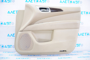Обшивка двери карточка передняя правая Nissan Pathfinder 13-20 кожа беж, царапины