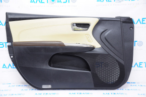 Обшивка двери карточка передняя левая Toyota Avalon 13-18 черн с беж вставкой, с памятью сидений