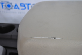 Консоль центральная подлокотник и подстаканники Toyota Sequoia 08-16 кожа беж, слом креп