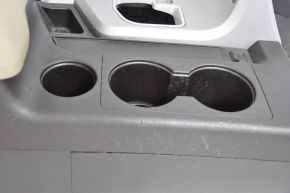 Консоль центральна підлокітник і підстаканники Toyota Sequoia 08-16 шкіра беж, злам креп