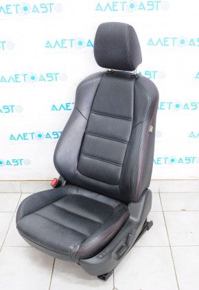 Водійське сидіння Mazda 6 16-17 з airbag, електро, шкіра чорний червоний строч, злам трос приводу