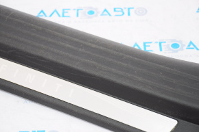 Накладка порога передня права Infiniti QX50 19- чорна, з хром накладкою, потерта
