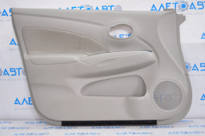 Обшивка двери карточка передняя левая Nissan Versa 12-19 usa серый, царапины