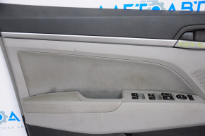 Обшивка двери карточка передняя левая Hyundai Elantra AD 17-20 тряпка сер, незавод отвер, под чистк