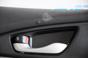 Обшивка двери карточка передняя левая Honda Civic X FC 16-21 4d тряпка черная с серой вставкой, примята