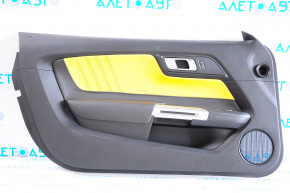 Обшивка двери карточка передняя левая Ford Mustang mk6 15- кожа черн с желтым