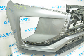 Бампер передний голый Mitsubishi Eclipse Cross 18- серебро, замят, трещины в решетке