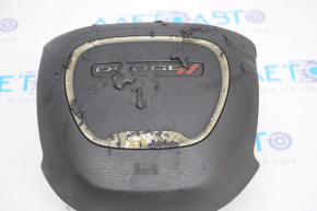 Подушка безопасности airbag в руль водительская Dodge Charger 15-20 рест, черн, Burnt, горелая