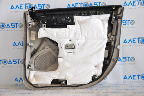 Обшивка двери карточка передняя левая Ford Explorer 11-15 дорест кожа сер, трещина на коже