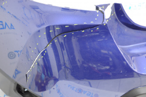 Бампер задний голый Nissan Rogue 17- синий, надрывы, слом креп