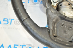 Руль голый Ford Edge 15-18 кожа черная, без подогрева с механизмом контроля полосы, потерт, трещины