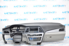 Торпедо передня панель без AIRBAG Hyundai Sonata 15-17 сірі накладки з бардачком