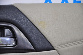 Обшивка двери карточка передняя правая Honda Accord 13-17 кожа беж, под химчистку