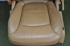 Водительское сидение Dodge Journey 11- без airbag, механика электро, кожа коричневая, кожа трещины, слом пластик, сломаны крепления накладок