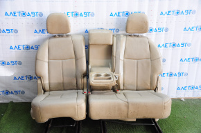 Задний ряд сидений 2 ряд Nissan Pathfinder 13-20 кожа беж, под чистку, трещины на коже