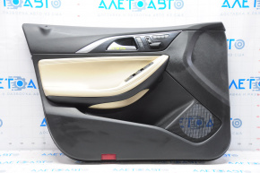 Обшивка двери карточка передняя левая Infiniti QX30 17- пластик и кожа беж