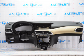 Торпедо передня панель без AIRBAG Infiniti QX30 17- чорна, з накладками шкіра беж
